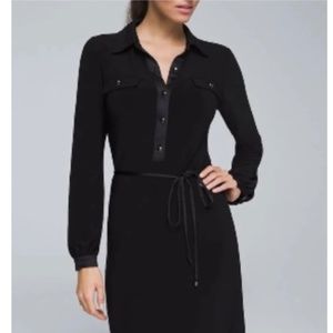 White House Black Market satin trim shirt dress